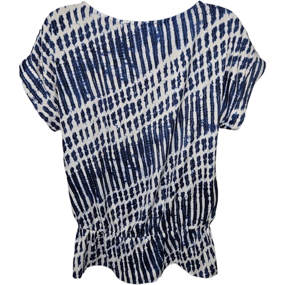 MICHAEL Michael Kors Elastic Ruffled Waist Rolled Snap Sleeve Top - Picture 2 of 4